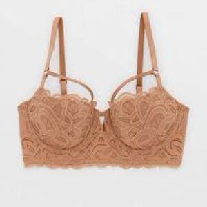 Aerie Brown Lace Bra with‎ Floral Design